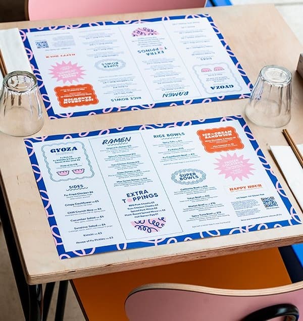 Custom printed paper tray mats by PackShack