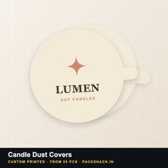 Custom printed candle dust covers by PackShack
