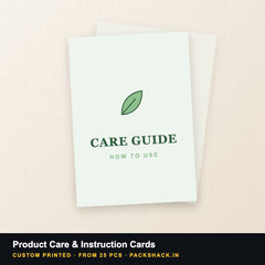 Custom printed product care & instruction cards by PackShack
