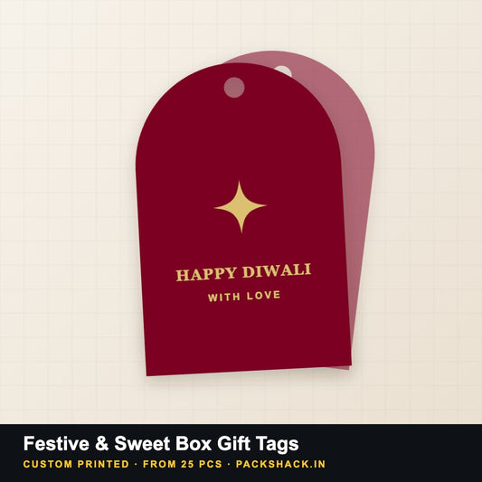 Custom printed festive & sweet box gift tags by PackShack